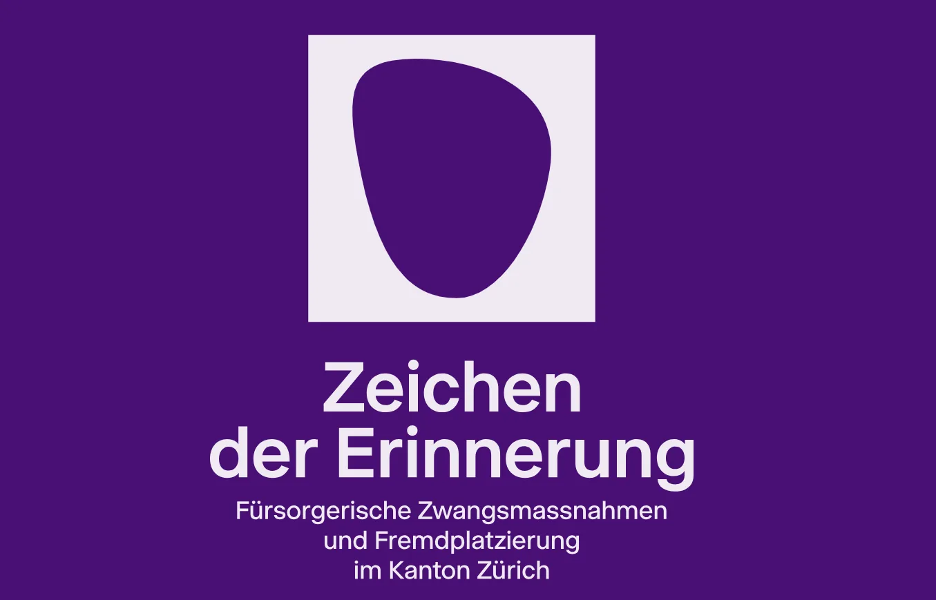 Violettes Logo zum Projekt Zeichen der Erinnerung. Fürsorgerische Zwangsmassnahmen und Fremdplatzierungen im Kanton Zürich